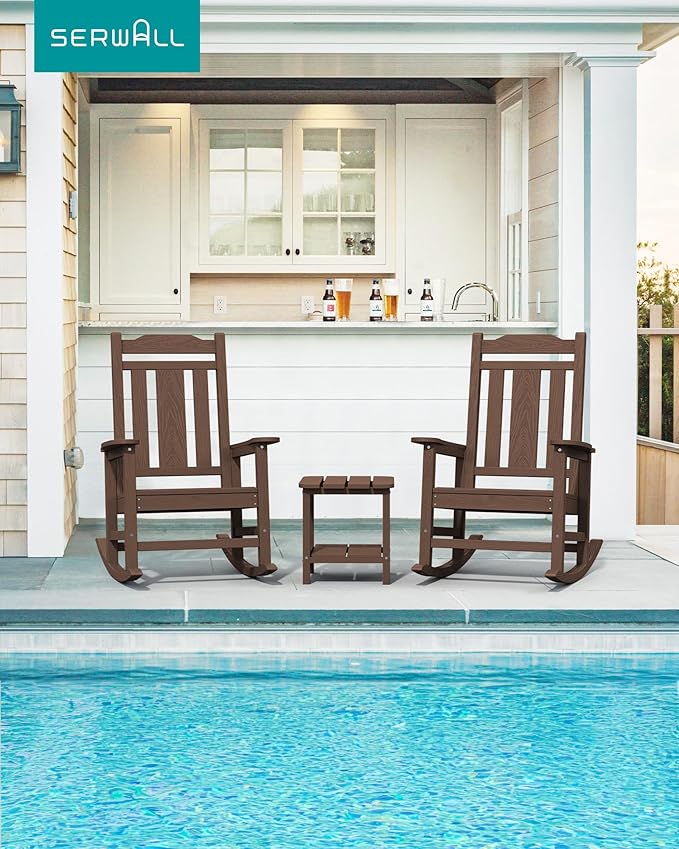 SERWALL Oversized Rocking Chair Set of 4 Outdoor, HDPE Outdoor Rocking Chair - Image 9