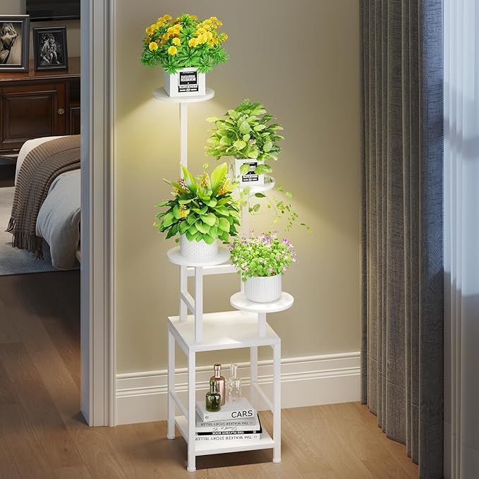 Plant Stand Indoor with Grow Light, 5-Tiered Tall Plant Stand Indoor, Metal by Homsorout
