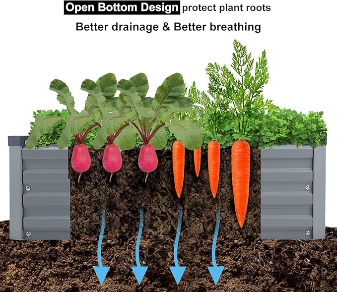 2 Pack 4x2x1FT Galvanized Raised Garden Beds Kit Outdoor Metal Gardening - Image 4