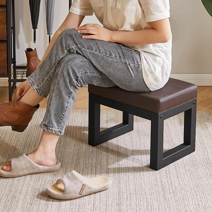 IBUYKE 16 Inch Small Foot Stool Ottoman, Rectangle PU Faux Leather Foot Rest - Image 2