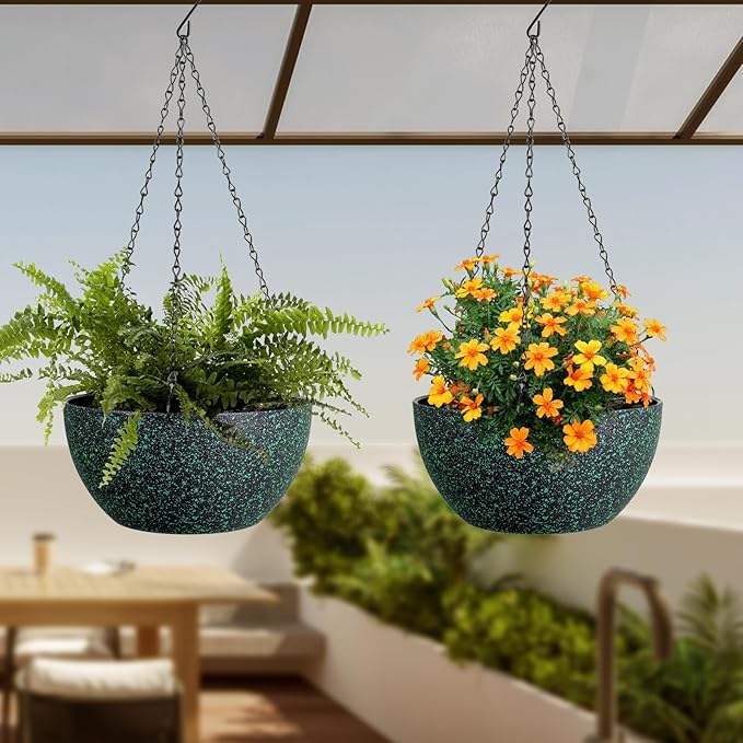 10 inch Hanging Planters for Indoor Outdoor Plants, 2 Pack Hanging Flower Pots - Image 6