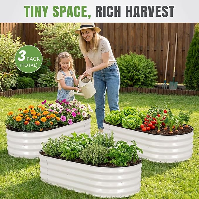 INNO STAGE 3Pcs Galvanized Raised Garden Bed Kit, Outdoor Metal Raised Garden - Image 2