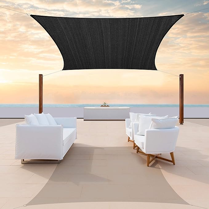 ColourTree TAPR1616 Custom Size 17' x 18' Black Sun Shade Sail Canopy UV Block by ColourTree