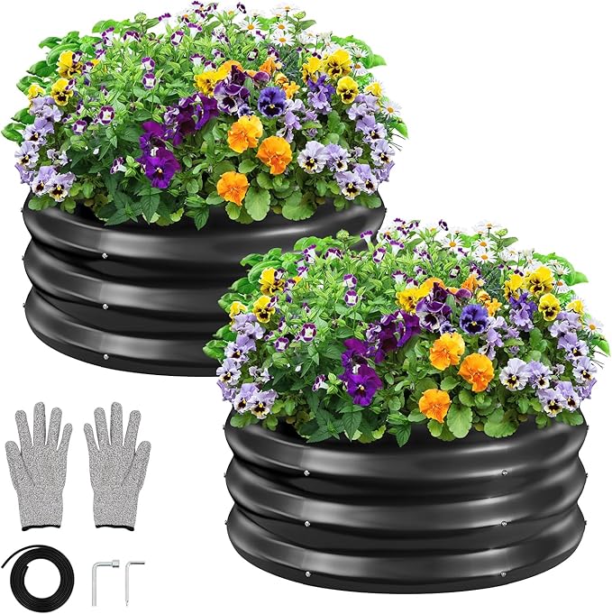 GreatBuddy 2x2x1 ft Round Galvanized Raised Bed, Easy-Assembly Raised Garden Bed by GreatBuddy