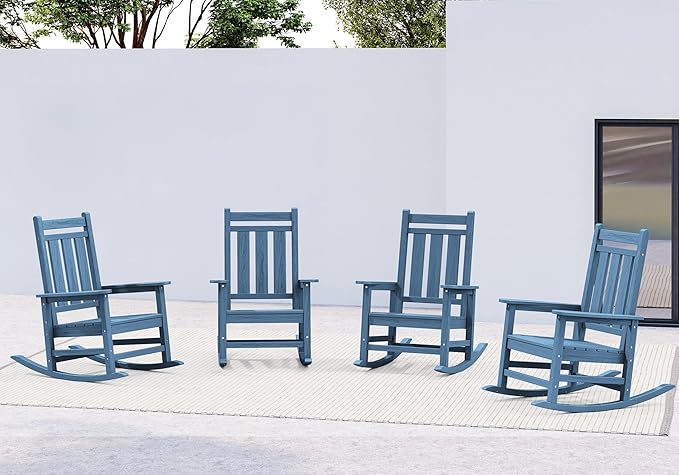 KINGYES Oversized Outdoor Rocking Chair Set of 4, All-Weather Patio Rocking - Image 9