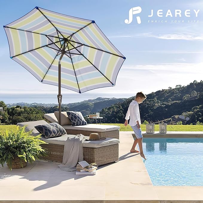 JEAREY 9FT Outdoor Patio Umbrella Outdoor Table Umbrella - Image 4