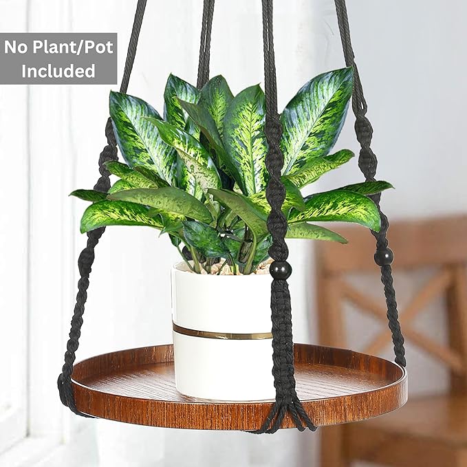 2 Pack Macrame Plant Hanger | Plant Hanger Indoor, Hanging Planter Shelf | - Image 4