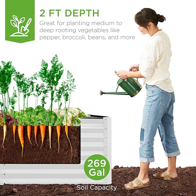 Best Choice Products 6x3x2ft Outdoor Metal Raised Garden Bed, Deep Root Box - Image 3