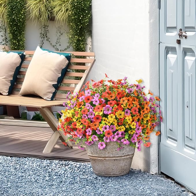Artificial Flowers Faux Plants Outdoor Fake Flowers Spring Decor, 12 Bundles - Image 8