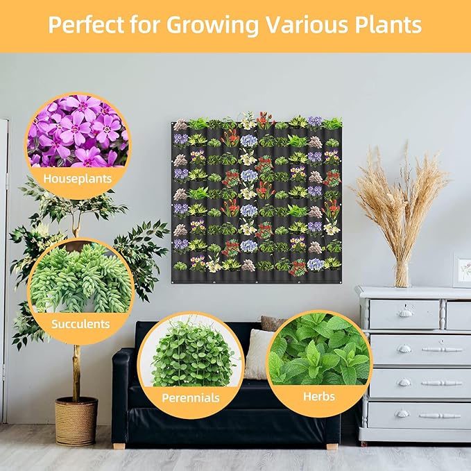 Hanging Planting Grow Bags, 90 Pockets Wall Planter Wall Mounted Grow Bag - Image 5