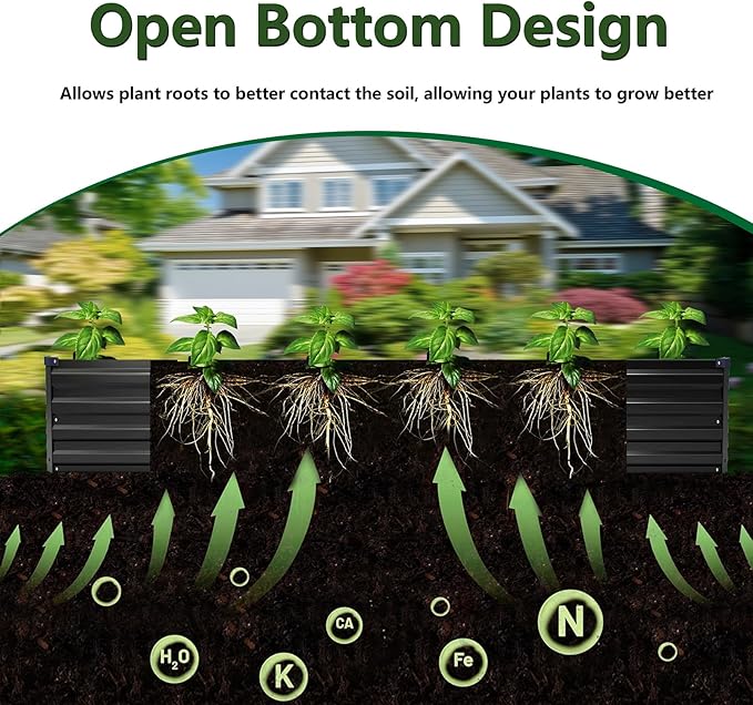 8×2×1FT Galvanized Raised Garden Bed Kit, Metal Planter Boxes, Large Outdoor - Image 5