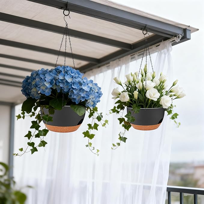Set of 2-8 Inch Self Watering Hanging Planters - Image 8