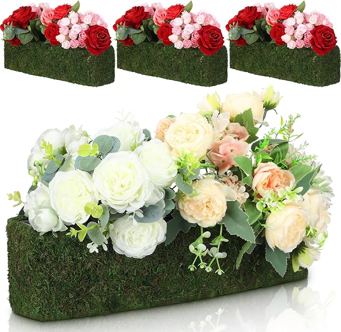 Maxdot 4 Pack Moss Window Box Planters, 16 Inch Rectangular Decorative Planter by Maxdot