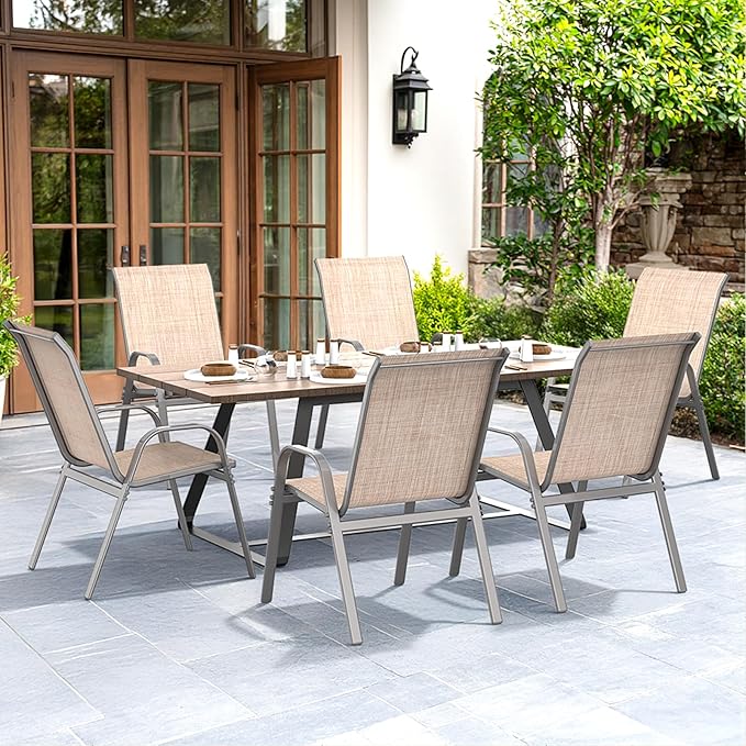 Patio Chairs Set of 6, Easily Set Up Stackable Outdoor Dining Chairs - Image 2