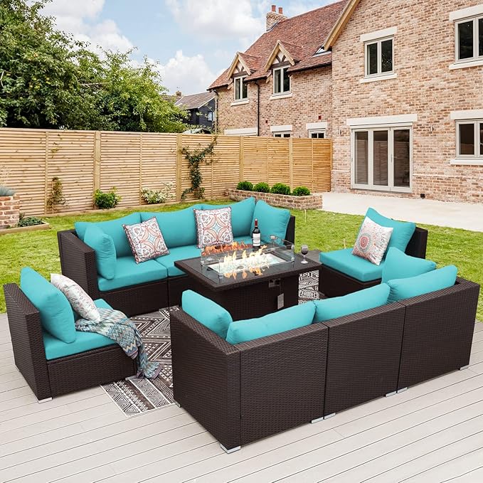 NICESOUL 9 Piece Large Outdoor Patio Furniture Set by NICESOUL
