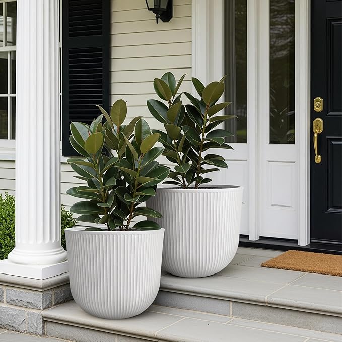 WORTH Garden Round Large Planter Pot Set of 2-17.5" Dia x 15.5" H - Image 4