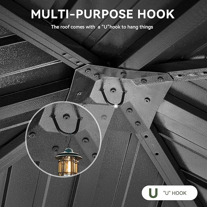 Aoxun Hardtop Gazebo 10x10, Aluminum Frame Canopy - Image 9