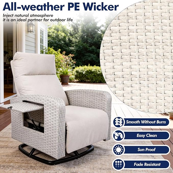 Outdoor Recliner Chair, Wicker Patio Recliners - Image 5