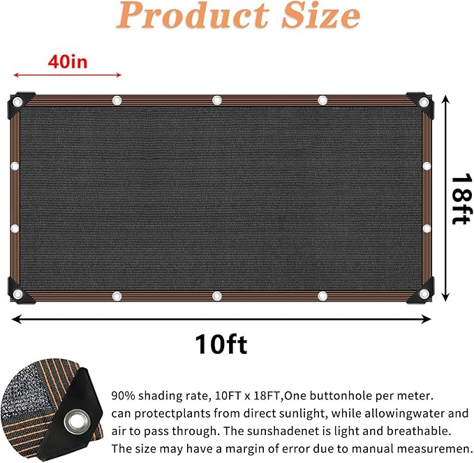 QLOFEI Shade Cloth for Garden, 90% Sunblock Neting Cover Shade Cloth - Image 2