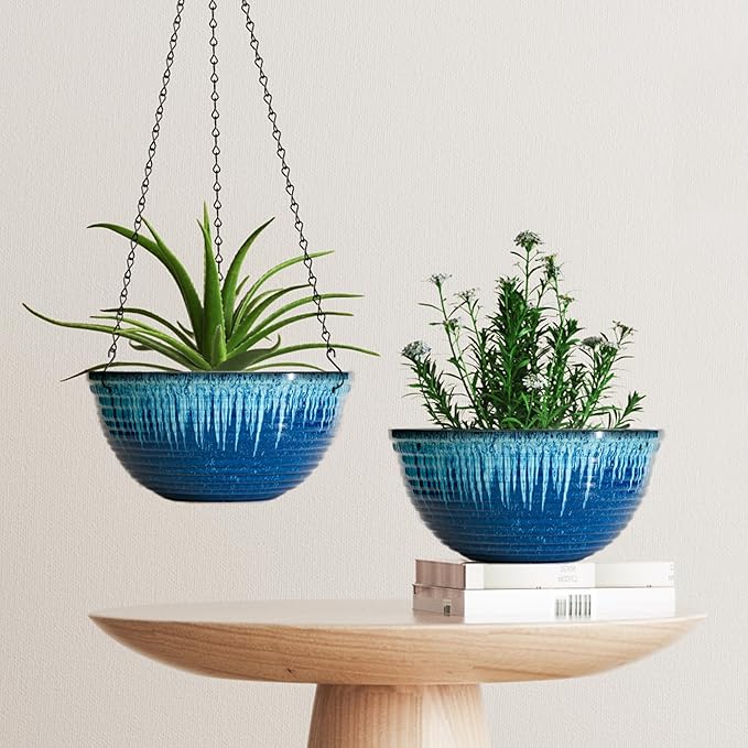 12 inch Hanging Planters for Indoor Outdoor Plants, 2 Pack Large Hanging Flower - Image 7