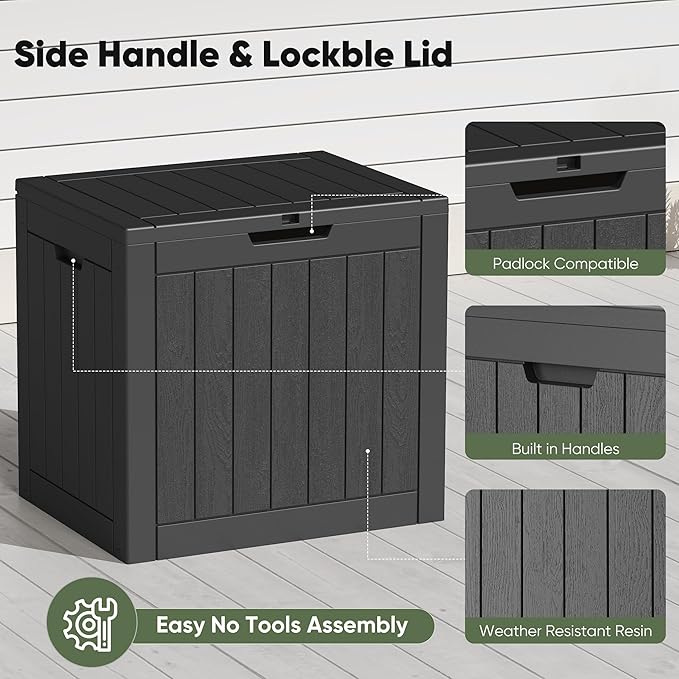 NEWBULIG 31 Gallon Deck Box, Weatherproof Resin Lockable Outdoor Storage - Image 5
