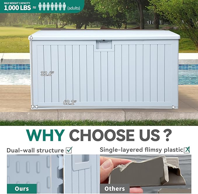 YITAHOME XXL 230 Gallon Large Deck Box, Outdoor Storage - Image 6