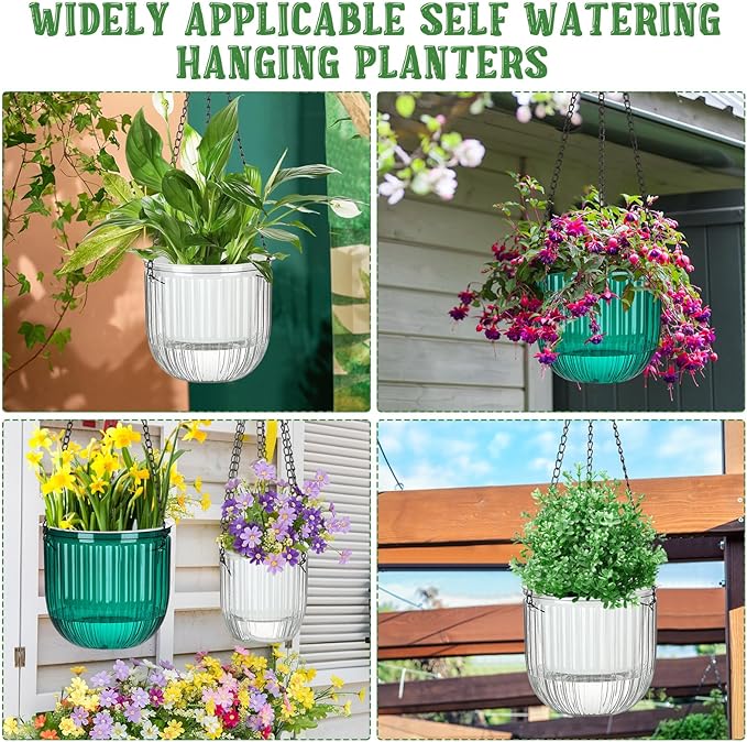 Maxcheck 4 Pcs Self Watering Hanging Planters Indoor Gift 6.5'' 4.5'' Hanging - Image 5