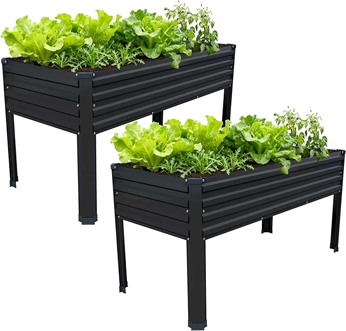 2PCS 48×24×30in Galvanized Raised Garden Bed, Metal Elevated Planter Box by Easllre