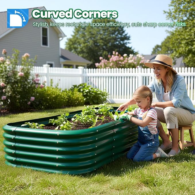 Quictent Galvanized Raised Garden Bed Kit, Strengthened by Crossbar, Dark Green - Image 2