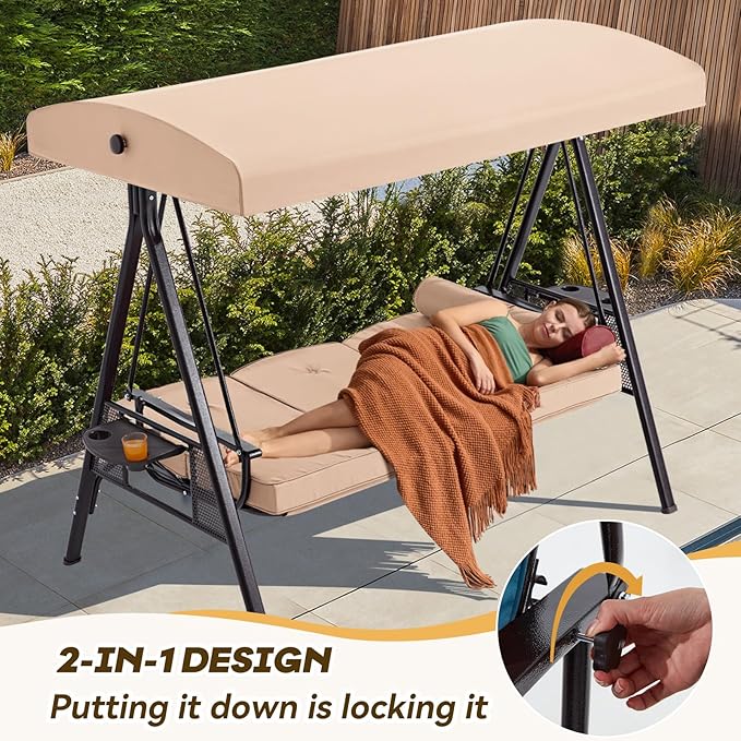 3 in 1 Outdoor Porch Swing - Image 2