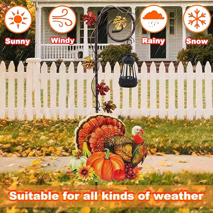 Turkey Garden Metal Stake with Solar Light, Outdoor Solar lamp Decoration - Image 5