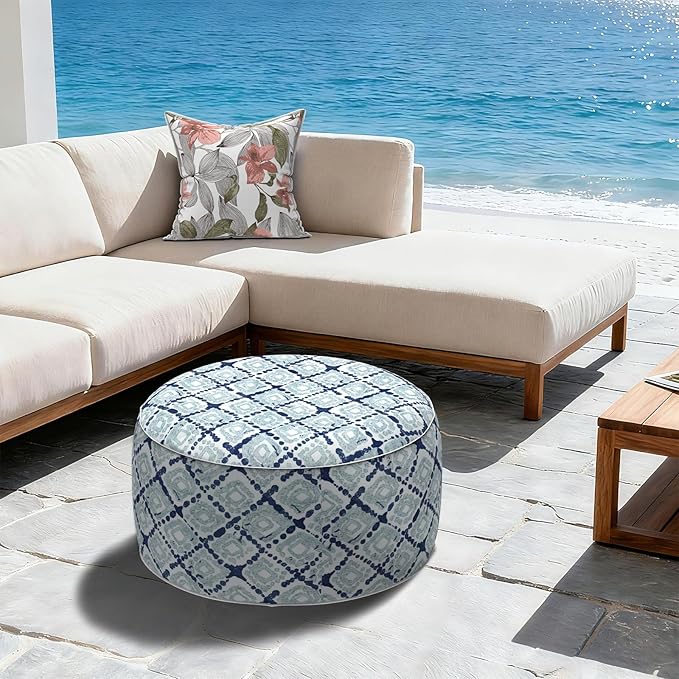 LVTXIII Outdoor Inflatable Ottoman, Fade-Resistant Round Footrest Stool D31”x - Image 9