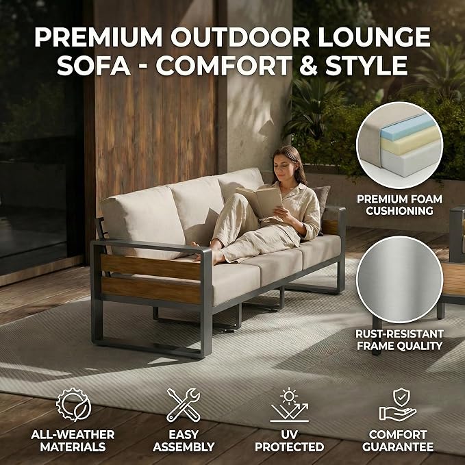 ZANDOR Aluminum Outdoor Patio Furniture Set, 4-Piece Metal Modern Outside - Image 5