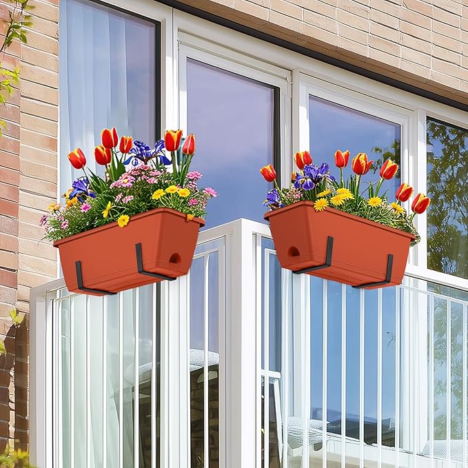 CADUKE Railing Planter Boxes Deck 2 Pack Railing Flower Box - Image 2