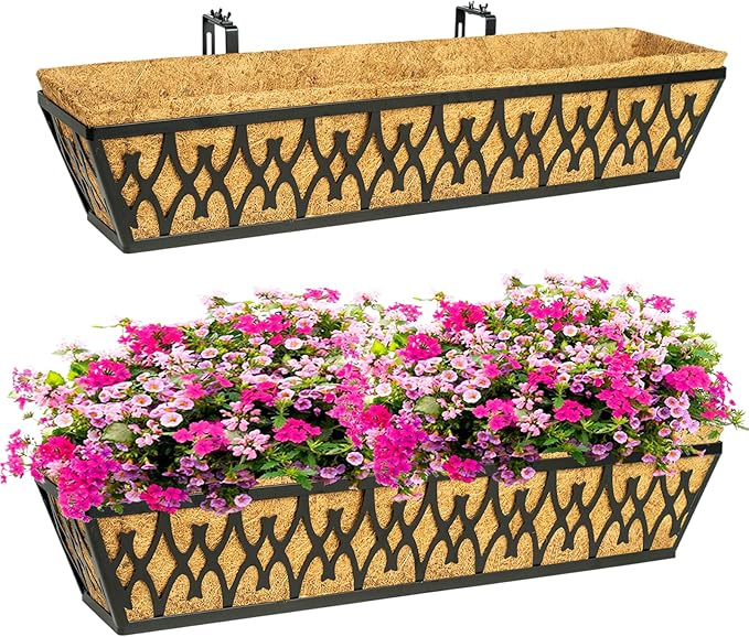 2 Pack 30 Inch Window Boxes Planters Railing Planter Box by KarlliuHOMEGARDEN