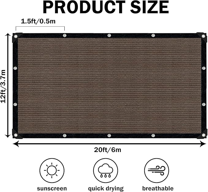 Sun Shade Cloth with Grommets, 90% UV Protection Shade Fabric, Pergola Shade - Image 2