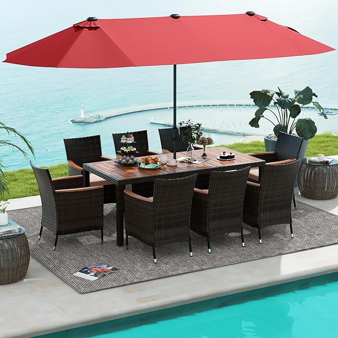 Tangkula 11 Piece Rattan Outdoor Dining Set by TANGKULA