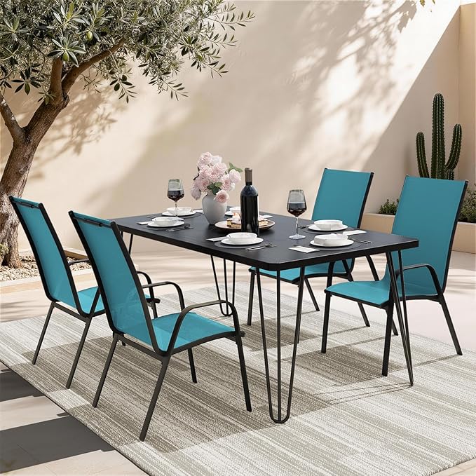 JEAREY Patio Dining Chairs Set of 4, Outdoor Stackable Dining Furniture Set - Image 2