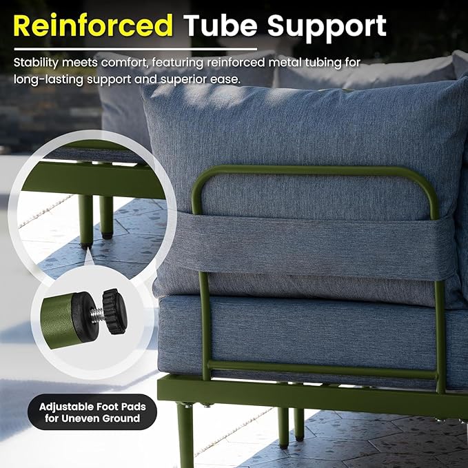 Sundale Outdoor 4 Pieces Patio Furniture Set, Metal Sectional Sofa Patio - Image 5