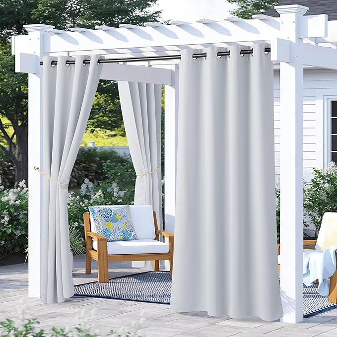 NICETOWN 2 Panels Greyish White Outdoor Curtains by NICETOWN