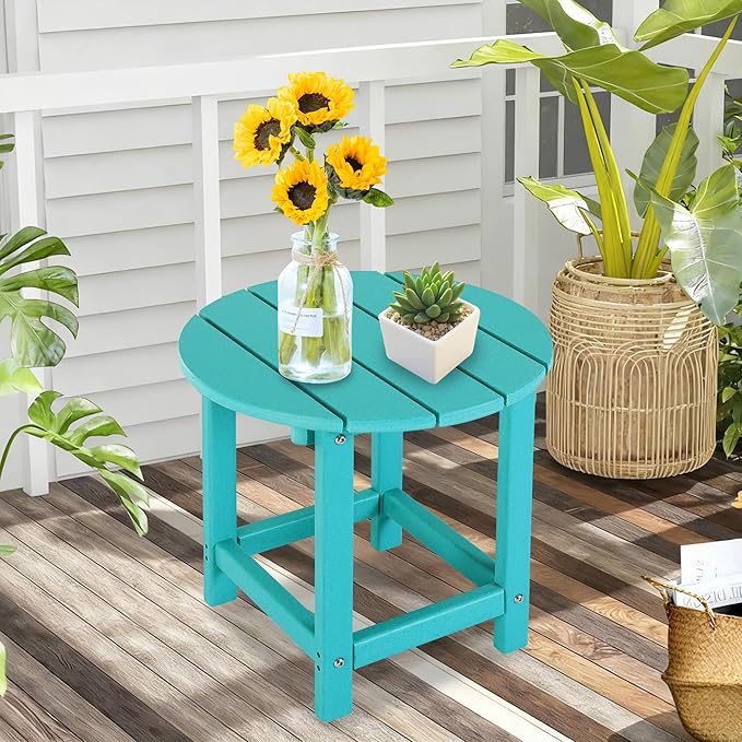 LZRS Round Adirondack Patio Side Table End Table, Outdoor Side Tables - Image 7