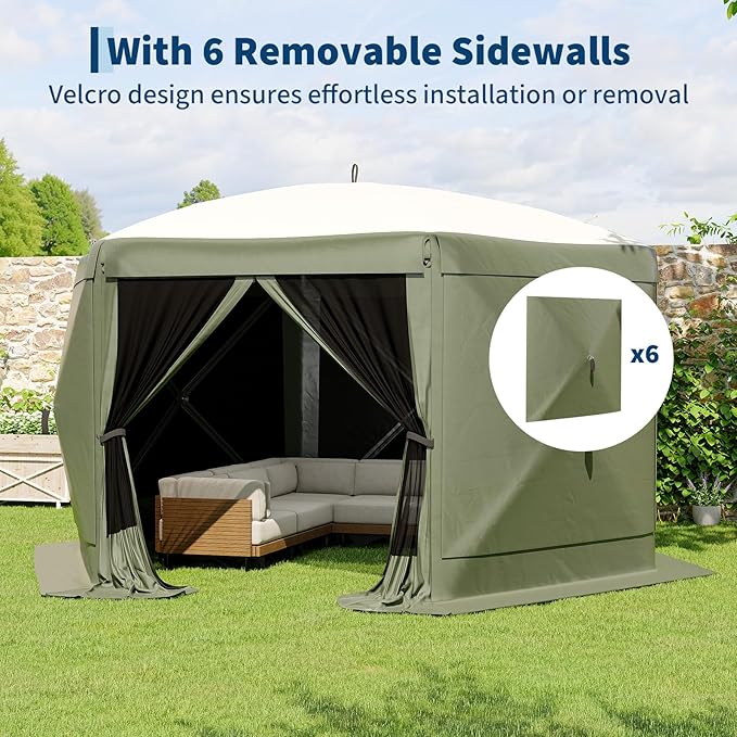 13x13FT 6-Sided Pop Up Gazebo Tent，One-Push Setup Canopy Tent - Image 4