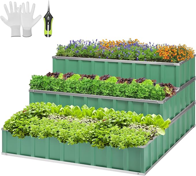 VIVOSUN 3-Tier Metal Raised Garden Bed, Vegetables and Herbs by VIVOSUN