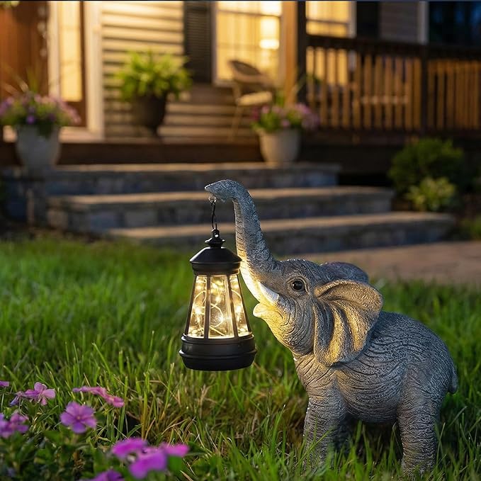 Solar Garden Statue Lights Elephants Figurine - Image 3