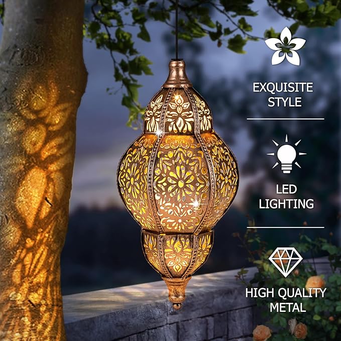 Solar Lanterns Outdoor Waterproof, Hanging Solar Lantern Garden Decor, - Image 2