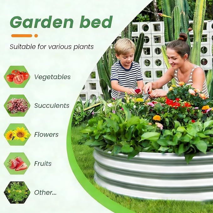 Round Galvanized Raised Garden Bed Kit, Round Galvanized Planter - Image 6