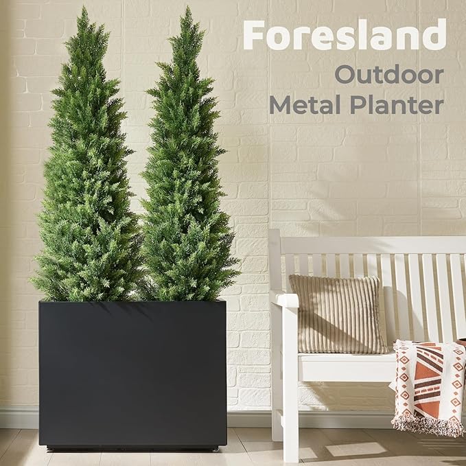 Tall & Long Metal Planter with Middle Shelf, 36W x 11D x 30H Large Rectangular - Image 2