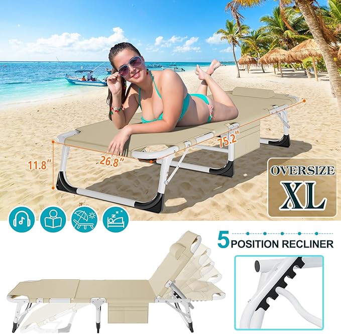 ABORON 3 in 1 Sun Tanning Chair Oversized - Image 4