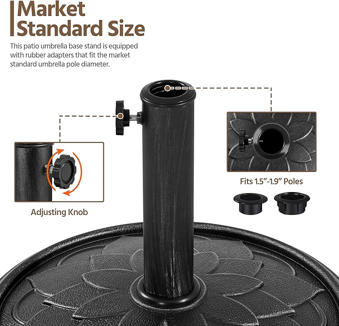 Yaheetech 18'' Umbrella Base 26.5lbs Heavy Duty Patio Umbrella Stand, Round - Image 6