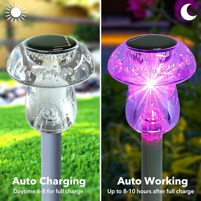 Solar Lights Outdoor, 8 Pack Mushroom Lights Outside Waterproof, Solar Powered - Image 6
